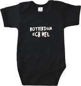 Romper Rotterdam ech wel - Rompertje met korte mouw - Zwart  - Maat 74/80