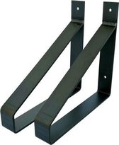 GoudmetHout Industriële Plankdragers 25 cm - Staal - Mat Blank - 4 cm x 25 cm x 25 cm
