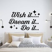 Muursticker Wish It Dream It Do It -  Geel -  120 x 78 cm  -  slaapkamer  engelse teksten  alle - Muursticker4Sale