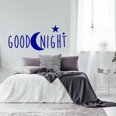Muursticker Goodnight -  Donkerblauw -  80 x 40 cm  -  slaapkamer  engelse teksten  alle - Muursticker4Sale