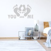Muursticker You And Me -  Zilver -  120 x 66 cm  -  engelse teksten  slaapkamer  alle - Muursticker4Sale