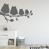 Muursticker Uilen Op Tak -  Donkergrijs -  140 x 89 cm  -  baby en kinderkamer  slaapkamer  alle muurstickers  dieren - Muursticker4Sale