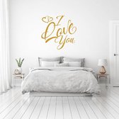 Muursticker I Love You Met Hartjes - Goud - 40 x 40 cm - slaapkamer alle