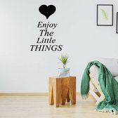 Muursticker Enjoy The Little Things -  Rood -  100 x 140 cm  -  woonkamer  slaapkamer  engelse teksten  alle - Muursticker4Sale