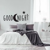 Muursticker Goodnight -  Lichtbruin -  80 x 40 cm  -  slaapkamer  engelse teksten  alle - Muursticker4Sale