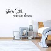 Muursticker Let's Catch Some Nice Dreams - Geel - 120 x 45 cm - slaapkamer engelse teksten