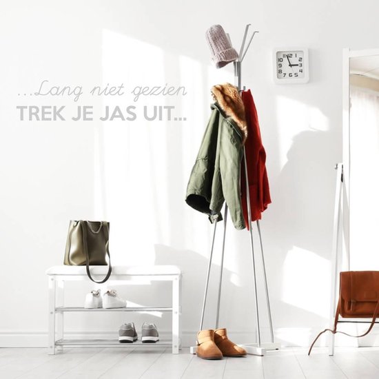 Muursticker Lang Niet Gezien Trek Je Jas Uit - Zilver - 100 x 23 cm - woonkamer alle