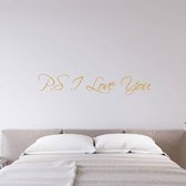 Muursticker P.S I Love You -  Goud -  120 x 23 cm  -  woonkamer  slaapkamer  engelse teksten  alle - Muursticker4Sale