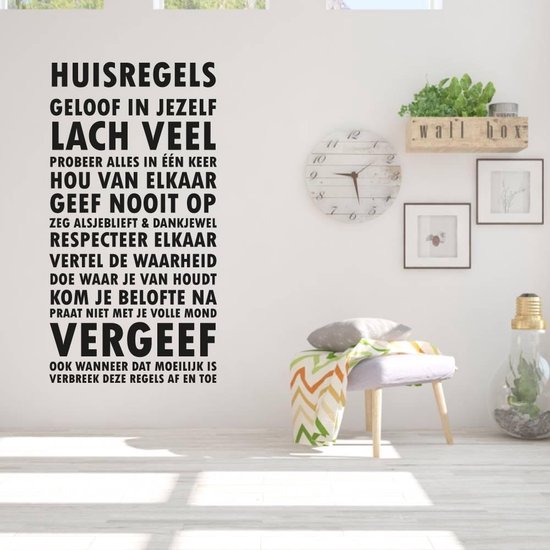 Muursticker Huisregels - Groen - 60 x 115 cm - nederlandse teksten woonkamer