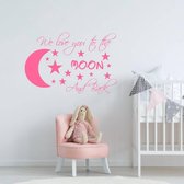 Muursticker We Love You To The Moon And Back - Roze - 80 x 55 cm - baby en kinderkamer - baby baby en kinderkamer engelse teksten