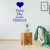 Muursticker Enjoy The Little Things - Donkerblauw - 43 x 60 cm - woonkamer slaapkamer engelse teksten