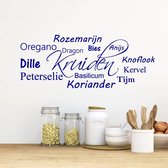 Muursticker Kruiden - Donkerblauw - 120 x 46 cm - keuken nederlandse teksten