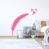 Muursticker Veer Met Vogels -  Roze -  120 x 120 cm  -  woonkamer  slaapkamer  baby en kinderkamer  alle  dieren - Muursticker4Sale