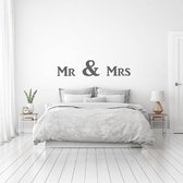 Muursticker Mr & Mrs - Donkergrijs - 120 x 27 cm - slaapkamer