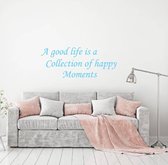 Muursticker A Good Life - Lichtblauw - 120 x 48 cm - woonkamer slaapkamer engelse teksten