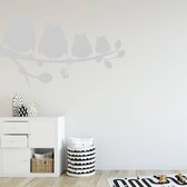 Muursticker Uilen Op Tak -  Lichtgrijs -  100 x 64 cm  -  baby en kinderkamer  slaapkamer  alle muurstickers  dieren - Muursticker4Sale