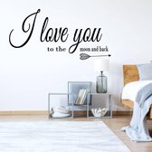 Muursticker I Love You To The Moon And Back -  Geel -  160 x 80 cm  -  slaapkamer  engelse teksten  alle - Muursticker4Sale