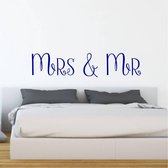 Muursticker Mrs & Mr - Donkerblauw - 120 x 26 cm - slaapkamer engelse teksten