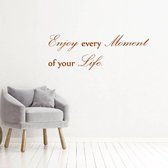 Muursticker Enjoy Every Moment Of Your Life -  Bruin -  80 x 28 cm  -  woonkamer  engelse teksten  alle - Muursticker4Sale
