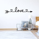 Muursticker Love Met Hartje -  Lichtbruin -  160 x 37 cm  -  slaapkamer  woonkamer  alle - Muursticker4Sale