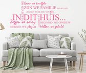 Muursticker In Dit Huis -  Roze -  80 x 36 cm  -  woonkamer  nederlandse teksten  alle - Muursticker4Sale