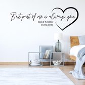 Muursticker Best Part Of Me Is Always You - Geel - 120 x 41 cm - slaapkamer engelse teksten