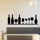 Muursticker Wijn Plank - Zwart - 80 x 26 cm - bedrijven keuken
