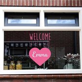 Geboorte Sticker Welcome Little Girl Met Naam -  Roze -  40 x 61 cm  - raam en deurstickers - geboorte stickers  alle - Muursticker4Sale