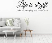 Muursticker Life Is A Gift - Oranje - 80 x 29 cm - slaapkamer engelse teksten woonkamer