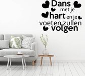 Muursticker Dans Met Je Hart En Je Voeten Zullen Volgen -  Oranje -  100 x 79 cm  -  slaapkamer  engelse teksten  woonkamer  alle - Muursticker4Sale