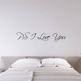 Muursticker P.S I Love You - Geel - 80 x 15 cm - woonkamer slaapkamer engelse teksten