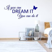 Muursticker If You Can Dream It You Can Do It Met Vlinder - Donkerblauw - 80 x 33 cm - slaapkamer engelse teksten