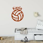 Muursticker Volleybal Met Naam - Bruin - 40 x 50 cm - baby en kinderkamer - naam stickers baby en kinderkamer - sport baby en kinderkamer alle