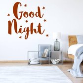 Muursticker Good Night Ster -  Bruin -  89 x 80 cm  -  engelse teksten  slaapkamer  alle - Muursticker4Sale