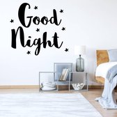 Muursticker Good Night Ster -  Geel -  89 x 80 cm  -  engelse teksten  slaapkamer  alle - Muursticker4Sale