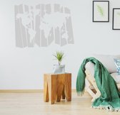 Muursticker Wereldkaart - Lichtgrijs - 80 x 60 cm - slaapkamer woonkamer