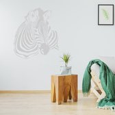 Muursticker Zebra -  Zilver -  90 x 102 cm  -  slaapkamer  woonkamer  alle muurstickers  dieren - Muursticker4Sale