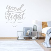 Muursticker Good Night Ogen -  Zilver -  80 x 91 cm  -  engelse teksten  slaapkamer  baby en kinderkamer  alle - Muursticker4Sale