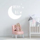 Muursticker Dream Big -  Wit -  50 x 50 cm  -  alle muurstickers  baby en kinderkamer  engelse teksten - Muursticker4Sale