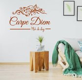 Muursticker Carpe Diem Pluk De Dag -  Bruin -  117 x 80 cm  -  woonkamer  slaapkamer  engelse teksten  alle - Muursticker4Sale