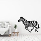 Muursticker Kleine En Grote Zebra -  Zwart -  140 x 100 cm  -  woonkamer  alle muurstickers  slaapkamer  dieren - Muursticker4Sale