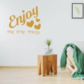 Muursticker Enjoy The Little Things -  Goud -  46 x 40 cm  -  slaapkamer  engelse teksten  woonkamer  alle - Muursticker4Sale