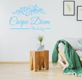 Muursticker Carpe Diem Pluk De Dag - Lichtblauw - 117 x 80 cm - woonkamer slaapkamer alle