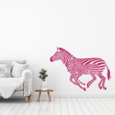 Muursticker Kleine En Grote Zebra -  Roze -  60 x 43 cm  -  woonkamer  alle muurstickers  slaapkamer  dieren - Muursticker4Sale
