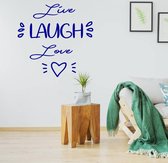 Muursticker Live Laugh Love Hartje - Donkerblauw - 80 x 80 cm - taal - engelse teksten slaapkamer woonkamer alle