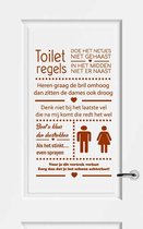 Muursticker Toiletregels -  Bruin -  40 x 66 cm  -  nederlandse teksten  toilet raam en deurstickers - toilet  alle - Muursticker4Sale