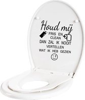 Houd Mij Fris En Clean -  Zwart -  16 x 20 cm  -  nederlandse teksten  toilet  alle - Muursticker4Sale
