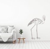 Muursticker Flamingo -  Zilver -  113 x 160 cm  -  alle muurstickers  woonkamer  baby en kinderkamer  dieren - Muursticker4Sale