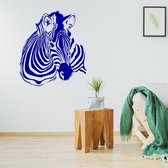 Muursticker Zebra - Donkerblauw - 60 x 68 cm - slaapkamer woonkamer dieren