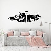 Muursticker Herten In Het Bos - Zwart - 120 x 43 cm -  baby en kinderkamer slaapkamer woonkamer dieren